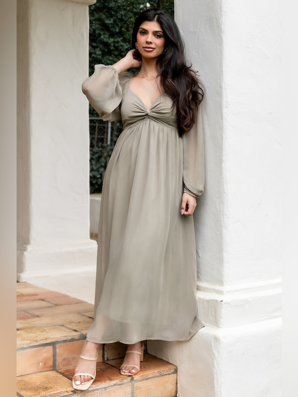 Baltic born Dione midi dress dusty Olive green size medium‎ nwt wedding event